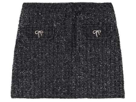 Textured Black Denim Mini Skirt on Sale