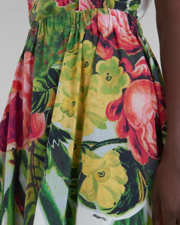 Acid Green Mystical Bloom Print Balloon Midi Skirt on Sale