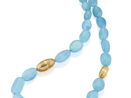 Aqua and Olive Crownwork Beaded Necklace For Sale