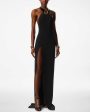 Black Sable Halter Neck Evening Dress For Cheap