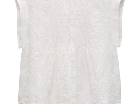 White Embroidered Gabby Top Cheap