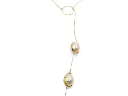 Three Pearl Droplet Lariat Necklace For Discount