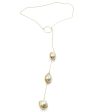 Three Pearl Droplet Lariat Necklace For Discount