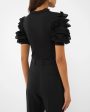 Black Short Sleeve Ruffle Knit Top Hot on Sale