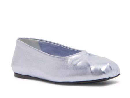 Dancer Metallic Ballet Flats in Light Blue Online now