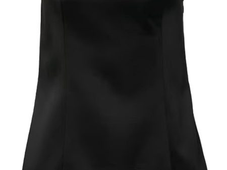 Black Satin Strapless Princess Seam Blouse Online Sale