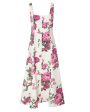 White Floral Print Sleeveless Button Front Midi Dress Fashion