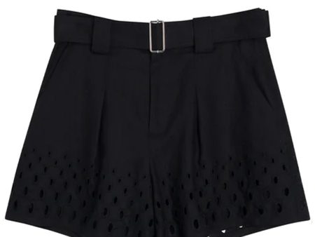 Black Eyelet Kali Short For Cheap