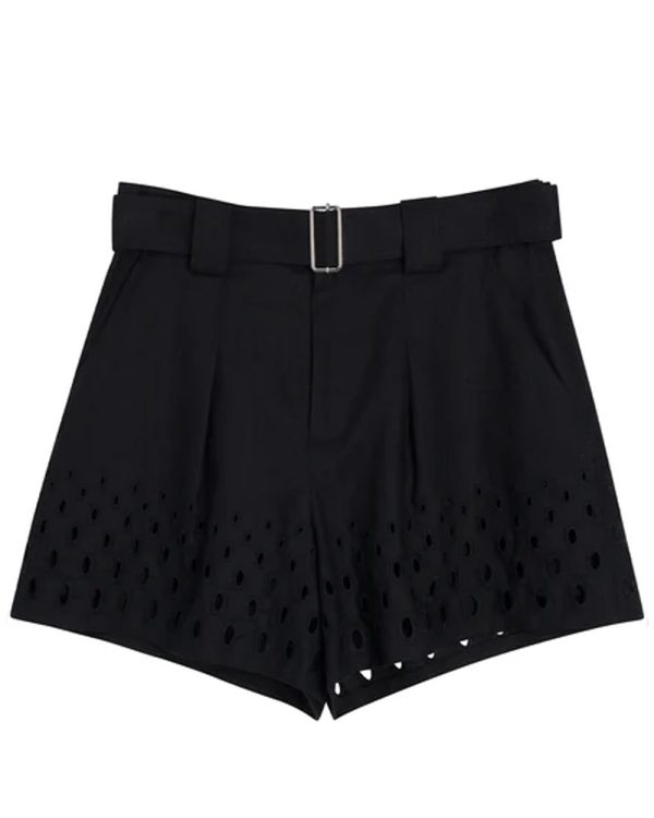 Black Eyelet Kali Short For Cheap