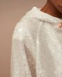 Warm White Sequin Paillette Hooded Jacket Online now