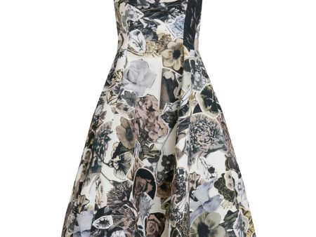 Black Nocturnal Print Balloon Midi Dress Online Sale