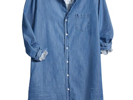 Vintage Stonewash Indigo Denim Mary Shirt Dress For Discount