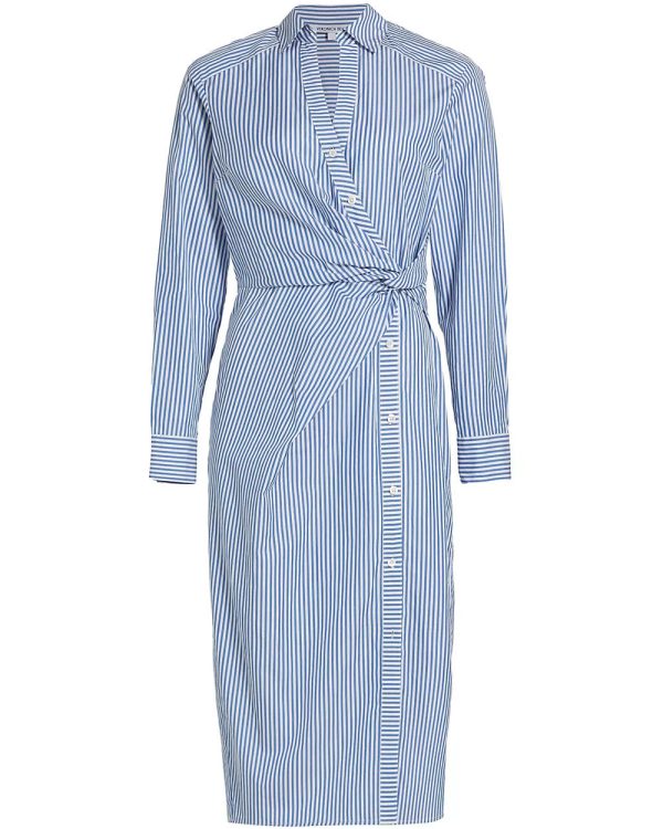 Blue and White Stripe Wright Dress Cheap