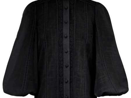 Black Lace Halliday Shirt For Discount