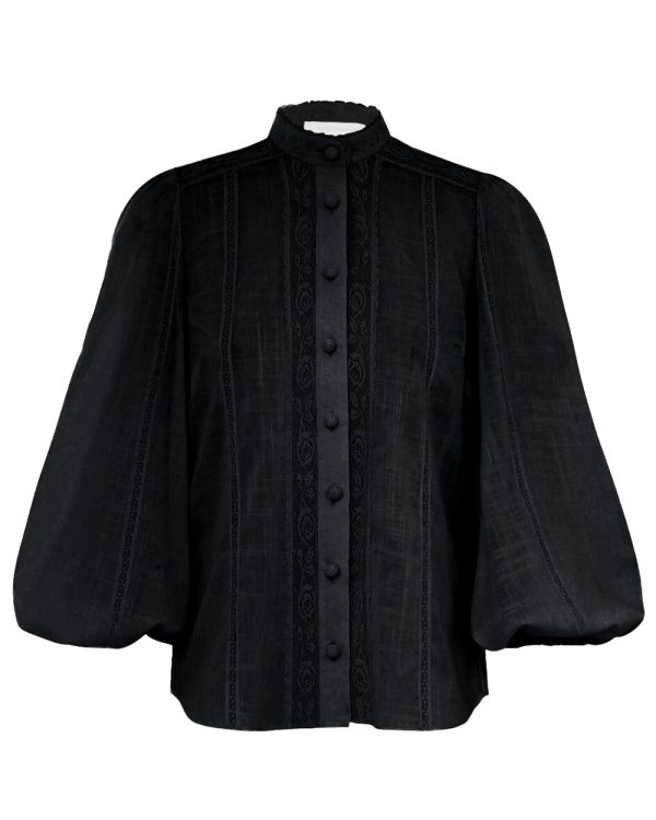 Black Lace Halliday Shirt For Discount