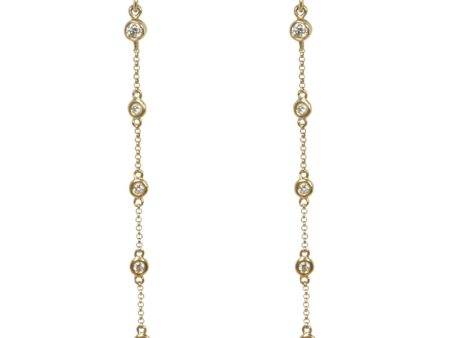 Tiny Diamond Bezel Chain Earrings Hot on Sale