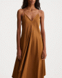 Tan Silk Strap Dress with Wider Hem Discount