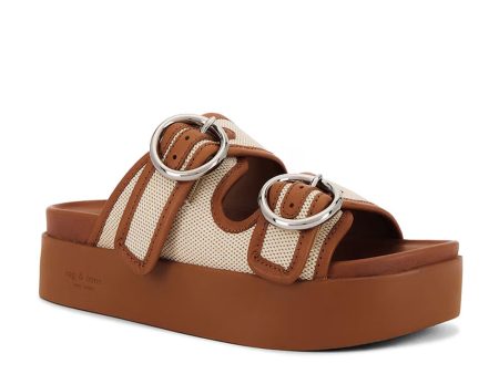 Geo Buckle Platform Slide in Natural For Cheap