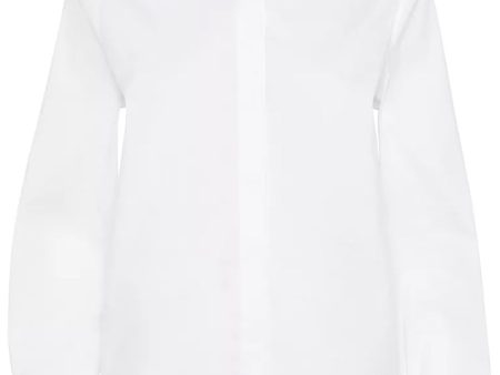 White Monili Trim Collar Button Up Shirt Online