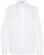 White Monili Trim Collar Button Up Shirt Online