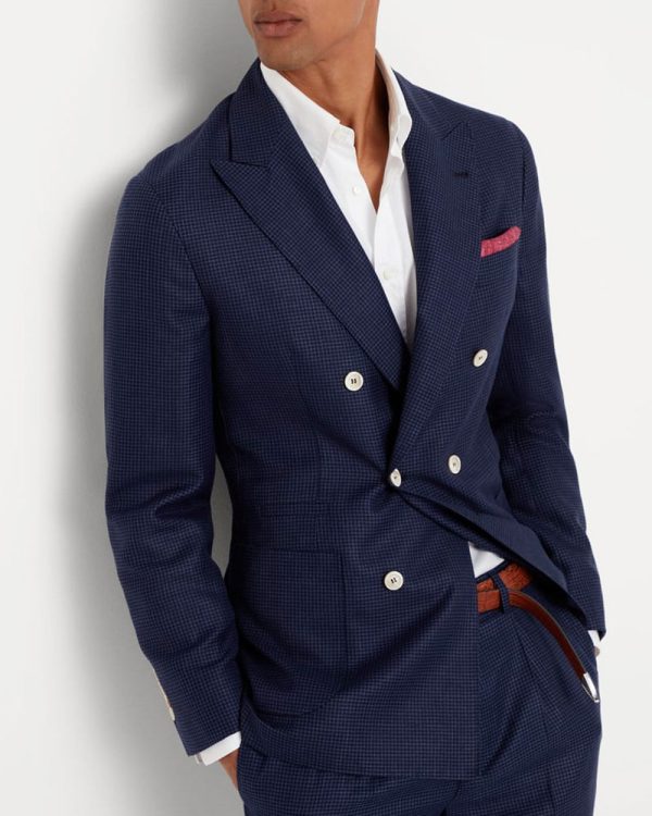 Blue Houndstooth Suit Jacket Sale