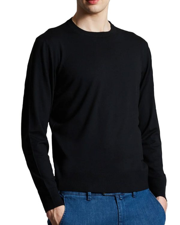 Black Wool Roundneck Sweater Sale