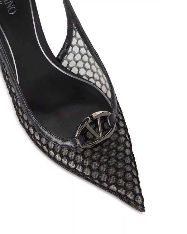 VLogo Medallion Net Slingback in Black Hot on Sale