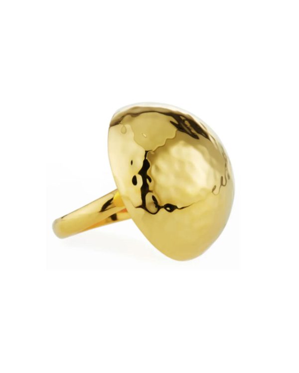 Adjustable Half Dome Hammered Gold Ring Fashion