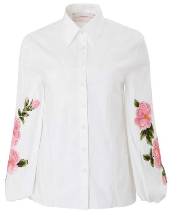 White Embellished Puff Sleeve Blouse Discount