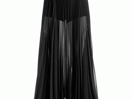 Black Katz Sunburst Pleat Maxi Skirt Discount