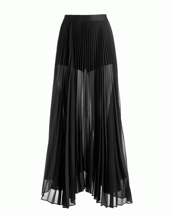 Black Katz Sunburst Pleat Maxi Skirt Discount