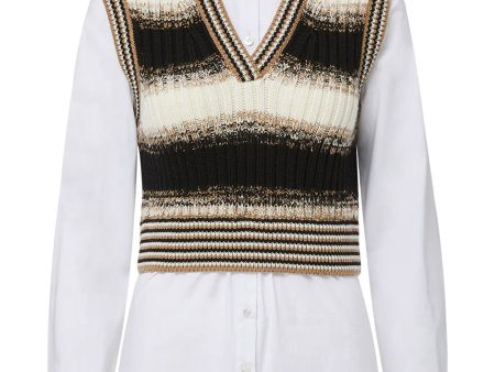 Black Mixed Knit Spear Top Online Hot Sale