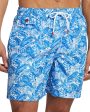 Blue Palm Print Swim Short For Sale