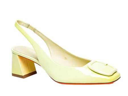 Lemon Slingback Low Block Heel in Yellow on Sale