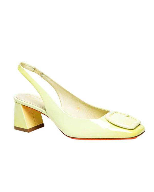 Lemon Slingback Low Block Heel in Yellow on Sale