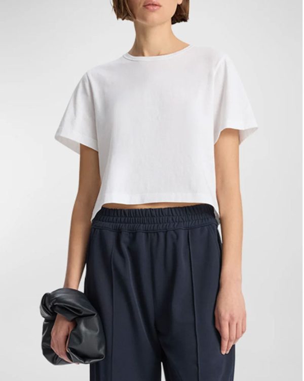 White Julia Cropped Crewneck Tee Cheap