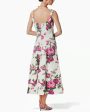 White Floral Print Sleeveless Button Front Midi Dress Fashion