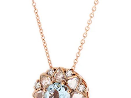 Aquamarine and Diamond Beirut Rosace Pendant Necklace Online Sale