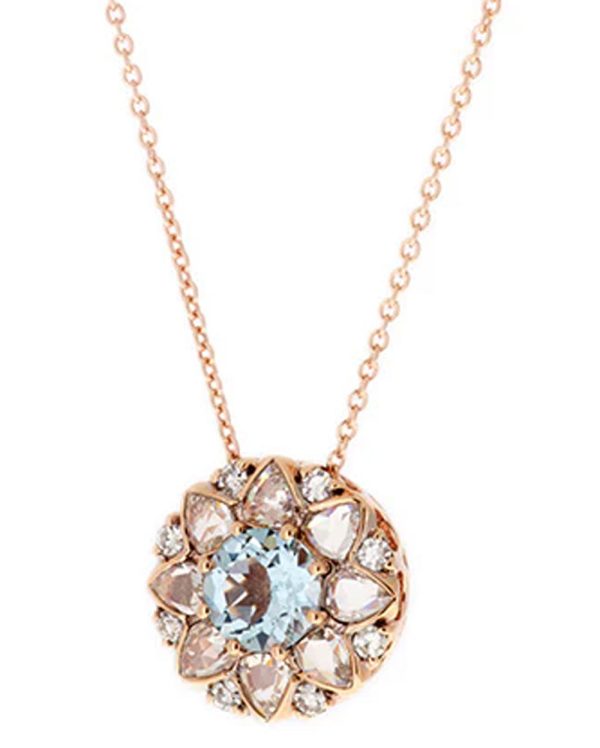 Aquamarine and Diamond Beirut Rosace Pendant Necklace Online Sale