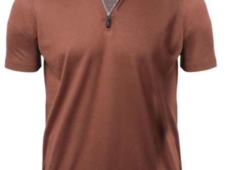 Brown Silk Polo For Sale