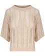 Beige Open Knit Sequin Sweater Online Sale