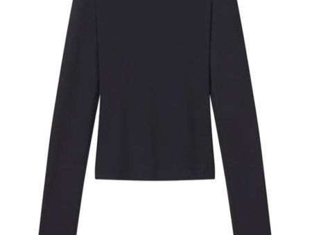 BlacK Ari Cotton Rib Long Sleeve Tee For Cheap