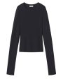 BlacK Ari Cotton Rib Long Sleeve Tee For Cheap