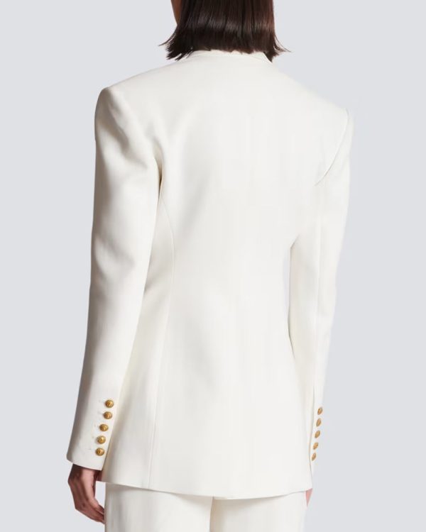 Blanc Crepe Fitted Jacket Online Sale